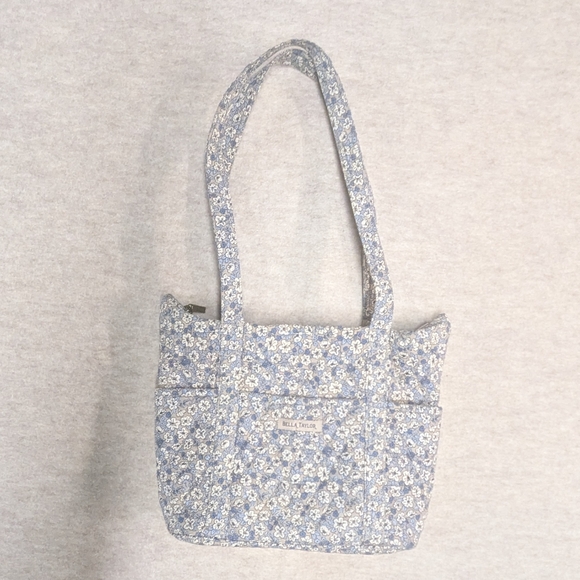 Kahki Floral Stride Tote Bella Taylor Quilted Pockets Shoulder Bag Zip Top Med - Picture 4 of 12